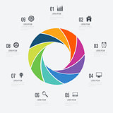 Infographics template 9 options with circle
