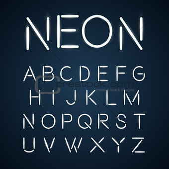 Neon font city text, Night Alphabet