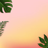 Summer Banner With Tropical Leaf