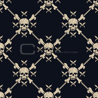 seamless pattern pirate skulls