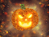 Many people together in a pumpkin shape. 3D Rendering