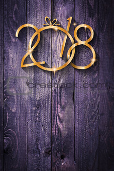 2018 Happy New Year seasonal background with real wood green pine