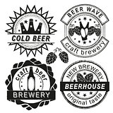 Vintage brewery logo, emblems and badges vector set.