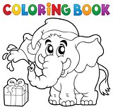Coloring book Christmas elephant