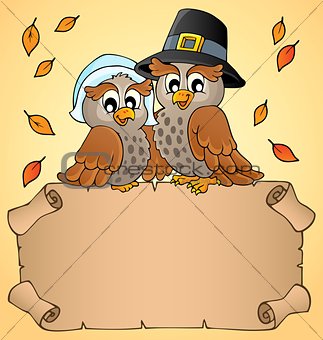 Thanksgiving parchment with happy owls