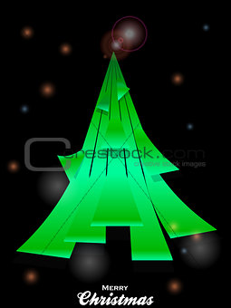 Christmas tree over black glowing background