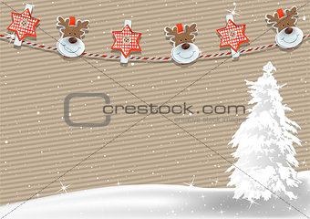 Christmas Background with Clothespin Decoration