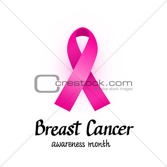 Breast cancer awareness month vector pink ribbon and calligraphy