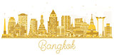 Bangkok City skyline golden silhouette.