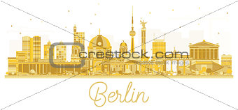 Berlin City skyline golden silhouette.