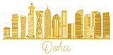 Doha City skyline golden silhouette.