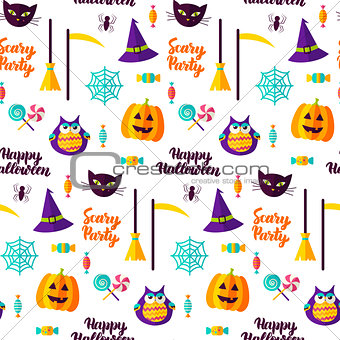 Scary Halloween Party Seamless Pattern