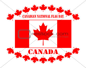 Flag of Canada and maple leaves