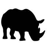 black and white vector silhouette of a rhino
