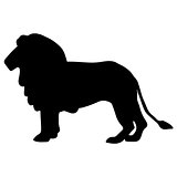 black and white vector silhouette of a lion