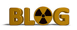 the word blog with nuclear symbol - 3d rendering