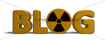 the word blog with nuclear symbol - 3d rendering