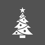 Christmas tree icon with star on dark background