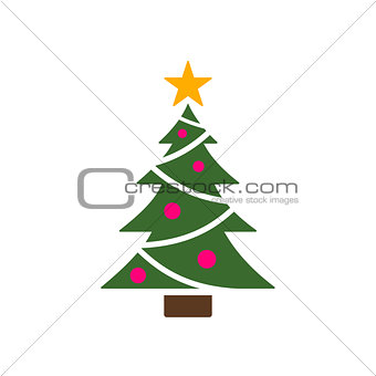 Isolated christmas tree icon with star
