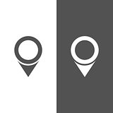 Isolated location icon for maps on a black and white background