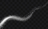Vector white glitter trail particles background effect for luxur