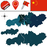 Map of Changsha with divisions