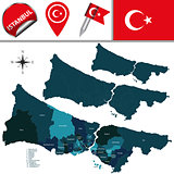 Map of Istanbul with Districts