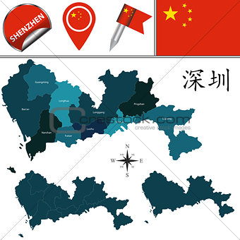 Map of Shenzhen with Divisions
