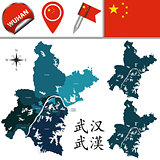 Map of Wuhan with divisions