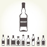 Row of icons of alcohol bottels - booze set