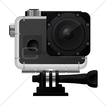 Action camera in waterproof box - sport cam icon