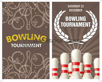 Bowling party flyer with skittles and bowling balls