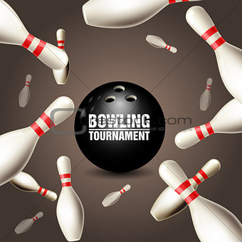 Bowling tournament invitation card - frame of floating skittles 