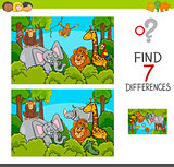 spot the differences game with wild animals