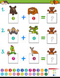 cartoon addition educational game with animals