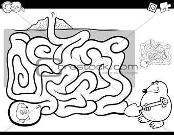 maze activity coloring book wit mole animal