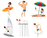 Six beach characters