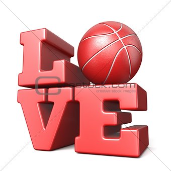 Word LOVE with basketball ball 3D