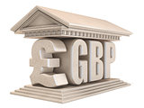 Pound sterling GBP currency sign temple 3D