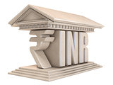 Indian Rupee INR currency sign temple 3D