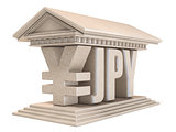 Japanese yen JPY currency sign temple 3D