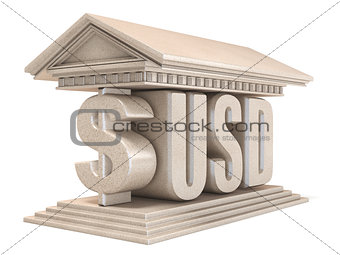 Dollar USD currency sign temple 3D