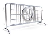 Steel barricades with NO sign. Side view