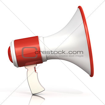 Red and white megaphone, 3D