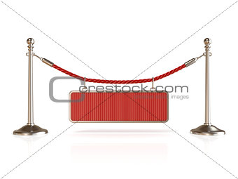 Velvet rope barrier, with BLANK sign. 3D