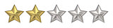 Voting concept. Rating two golden stars. 3D