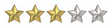 Voting concept. Rating three golden stars. 3D