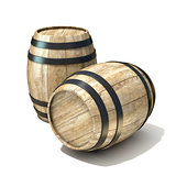 Wooden wine barrels. 3D