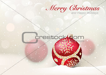 Elegant Christmas Greeting with Red Baubles