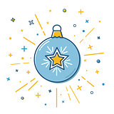 Christmas bauble icon in flat style